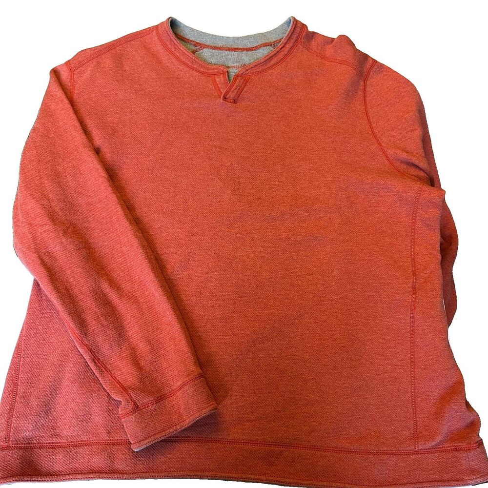 Tommy Bahama Men's Rust Orange/Gray Crewneck Sweatshirt Reversible XXL